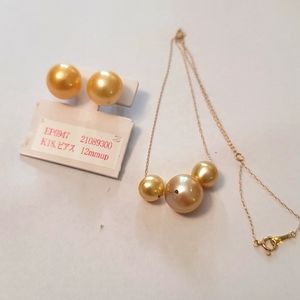 18k japan gold & South sea pearl set